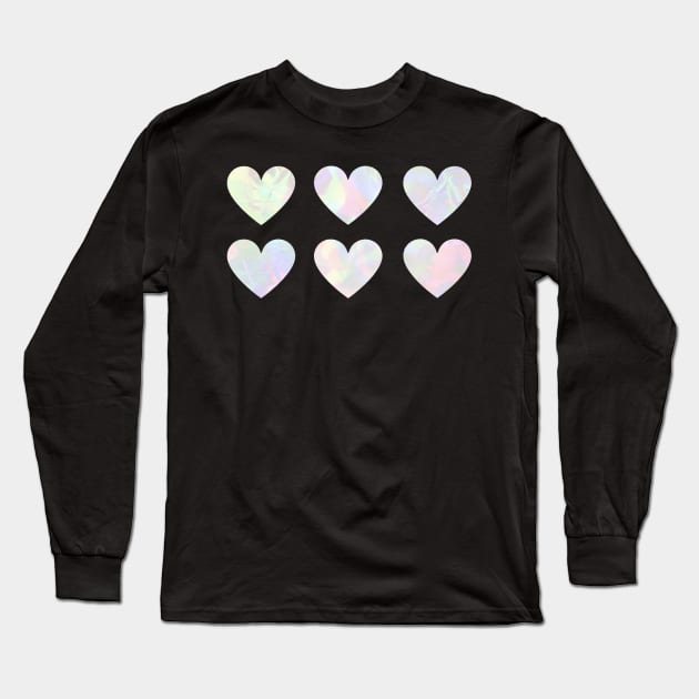 Iridescent heart pattern Long Sleeve T-Shirt by LukjanovArt